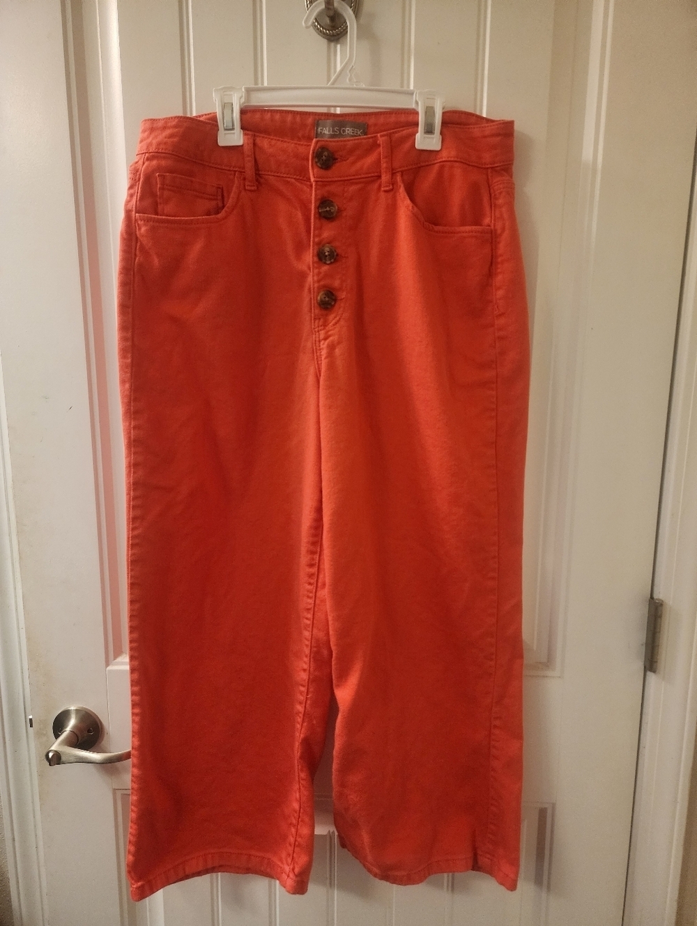 Falls Creek Coral Button Front Wide Leg Cropped Pants Size 12